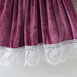 Kookie Kids Full Sleeves Solid Color   Frock with Frill Detailing & Bow Applique -  Maroon image 5