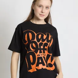 IVOC Women Typography Printed Raw Edge T-shirt image 2