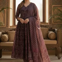 ARADHNA Women Ethnic Motifs Printed Empire Kurta with Trousers & With Dupatta-picture-33