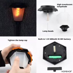 Homehop Waterproof Flickering Solar Mashaal Flame Torch LED Light (Pack of 4) image 5