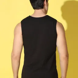 WOOSTRO Pack Of 2 Printed Combed Cotton Gym Vests VWS26(ALONE BLACK)(PLAIN BLACK) image 4