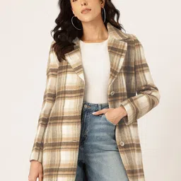 Okane Tartan Checked Notched Lapel Longline Overcoat-picture-29