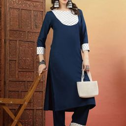 anouk rustic Women Solid Kurta with Trousers-picture-38