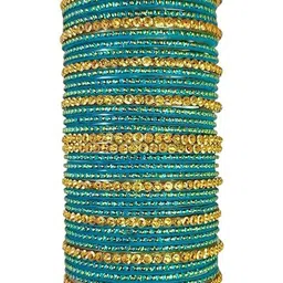 SD Star Teal Glass Artificial Stones & Beads Bangle image 5