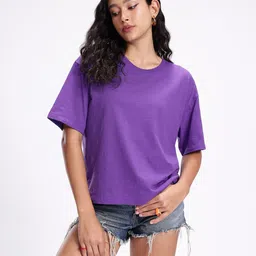 Kook N Keech Solid Drop-Shoulder Sleeves Oversized T-shirt image 4