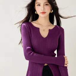 JC Collection Women Ribbed Pullover image 3