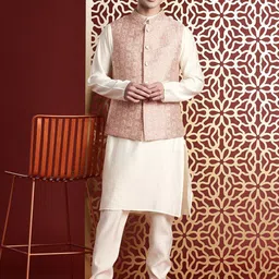 MANQ Ethnic Motifs Woven Design Nehru Jacket-picture-8
