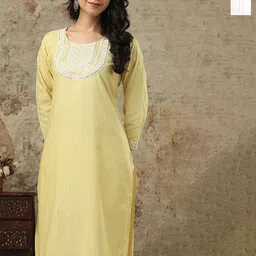 AUZAAI COLLECTION Selection Of 2 Floral Yoke Design Thread Work Pure Cotton Kurtas-picture-20