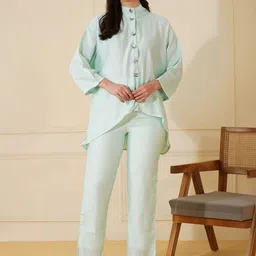 Stitchinc Poised and Polished Band Collared Kimono Sleeved Top & Trouser & Belt-picture-40
