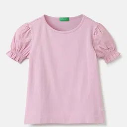 United Colors of Benetton Girls Puffed Sleeves Pure Cotton Top-picture-8