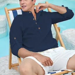 EdinWolf Men Solid Daily Cotton Straight Kurta image 3