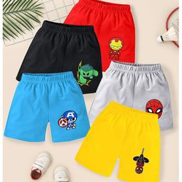 KUCHIPOO Pack Of 5 Marvels Featuring Avengers Printed Shorts - Multi Colour-picture-30