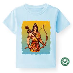 BLUSHES Dussehra Theme 100% Cotton Half Sleeves Lord Rama Printed Tee - Powder Blue-picture-36
