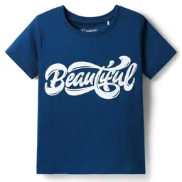 Pine Kids Cotton Knit Half Sleeves T-Shirt with Beautiful Text Print - Navy Blue-picture-35