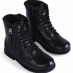 Pine Kids Winter Boots With Zipper & Lace Closure - Black image 2