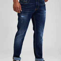 SPYKAR Men Skinny Fit Low-Rise Mildly Distressed Light Fade Stretchable Jeans image 2