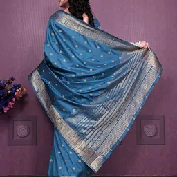 Mitera Woven Design Zari Kanjeevaram Saree with Blouse Piece image 3
