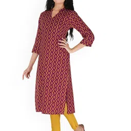 Neelokurti Women Chevron Printed Mandarin Collar A-Line Kurta image 2