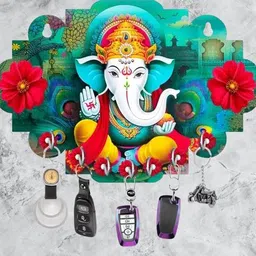 rangat craft Special Designer Lord Ganesh wood key holder Wood Key Holder image 2