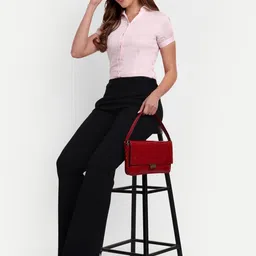 broadstar Women Flared Black Lycra Blend Trousers image 5