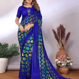 Moda Rapido Polka Dot Poly Georgette Saree image 1