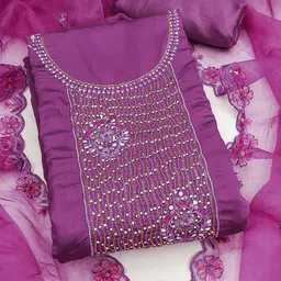 SAINOOR Embroidered Pure Silk Semi-Stitched Dress Material-picture-13