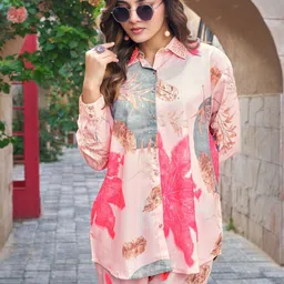 Kaftanize Printed Shirt Collar Tunic With Trousers Co-Ords Set image 5