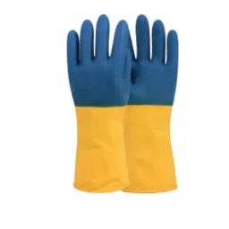 Gripex Rubber Safety Hand Gloves with Abrasion & Puncture Resistance Yellow & Blue Size L, GPX-YB (Pack of 600 Pair) image 1