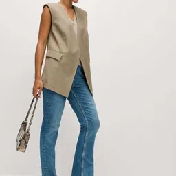 Marks & Spencer V-Neck Button Through Longline Waistcoat-picture-43