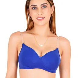 Liigne Pack of 5 Women Full Coverage Transparent Strap Padded T-shirt Bra image 4