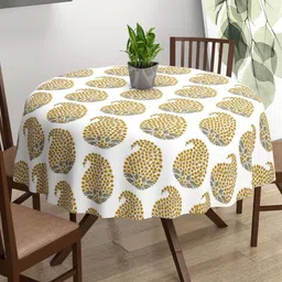 Trance Home Linen Gold-Toned Cotton 4-Seater Table Cover-picture-37