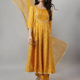 HERE&NOW Women Floral Printed Regular Kurta & Trouser With Dupatta-picture-41