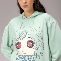 Freehand by The Indian Garage Co Women Printed Hooded Sweatshirt-image-23