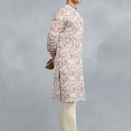 THE KURTA COMPANY Abstract Printed Band Collar Straight Kurta image 3