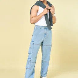 SF JEANS by Pantaloons Men Relaxed Fit Low Distress Heavy Fade Jeans image 2