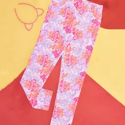 Pantaloons Junior Floral Printed Leggings - Soft Pink-image-41
