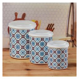 Kookee Plastic Airtight Food Storage Container with Lid, Set of 3, Round (10687) -Multicolour-picture-28