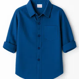 Babyhug Cotton Woven Full Sleeves Solid Shirt - Navy Blue-picture-11