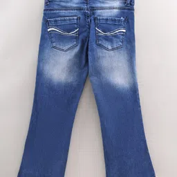 Vitamins Full Length Flare Washed Denim & Distressed Jeans Solid- Blue image 2