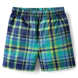 Babyhug Cotton Woven Above Knee Length Boxer with Check Animal & Cars Print Pack of 3 - Blue Yellow Green image 2