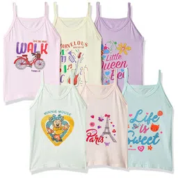 Mega style Girls Printed Pack Of 6 Pure Cotton Vests MS-1100-P6_04-0-3M image 1