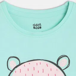 MINI KLUB Cotton Knit Half Sleeves Baby Animal Printed Top - Blue image 4