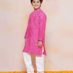 aj dezines AJDezines Full Sleeves Seamless Bandhej Bands Designed Kurta With Pyjama - Pink image 5