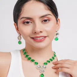 Divisha 18KT Gold Plated CZ Stone Studded Jewellery Set image 3