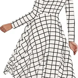 TESSAVEGAS Checked Fit & Flare Midi Dress image 5