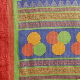 Saree mall Blue & Red Brasso Ethnic Printed Casual Saree with Matching Blouse image 3