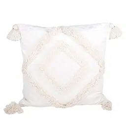 eyda Set of 2 Off-White Textured Square Velvet Sustainable Cushion Covers image 2