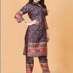 Swibona Printed Shirt Collar Tunic With Palazzos Co-Ords image 4