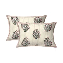 LIVING ROOTS Cream-Coloured Cotton 300TC King Bedsheet & 2 Pillow Covers-104*104 inch image 2