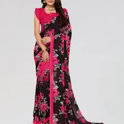 moda rapido ANAND SAREES Floral Poly Georgette Saree-picture-31